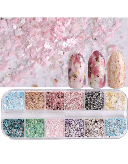 1 przypadku mieszane 12 kolor nieregularne błyskotka Nail Art cekiny kolorowe płatek brokatowe etui na ozdoba do paznokci siatki