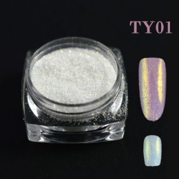 1g olśniewający cukier holograficzny brokat pigmentu Nail Art Glitter pył syrenka Glimmer Powder ozdoby do paznokci Manicure TRT
