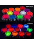 1box fluorescencyjny proszek pigmentowy Nail Art Glitter kolorowe Luminous zanurzenie Neon Flake żel pył DIY polski dekory BEYE0