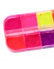 12 kolorów/zestaw fluorescencyjny Neon Pigment proszek do paznokci brokat pył Gradient 3D Ombre pigmenty Manicure paznokci dekor