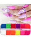 12 kolorów/zestaw fluorescencyjny Neon Pigment proszek do paznokci brokat pył Gradient 3D Ombre pigmenty Manicure paznokci dekor