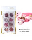8 sztuk Holo różowy mieszane sypki brokat do paznokci lustro aluminiowe cekiny Chrome Pigment Paillette Nail Art płatki dekoracj