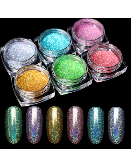 21 sztuk/zestaw brokatowy holograficzny pyłek do paznokci Shining cukier mieszane kolory paznokci brokat gorąca sprzedaż proszek