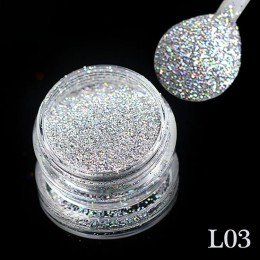 1g holograficzne brokatowe srebrne/czarne laserowe błyszczący brokat proszek pyłu DIY urocze Manicure paznokci dekoracje artysty