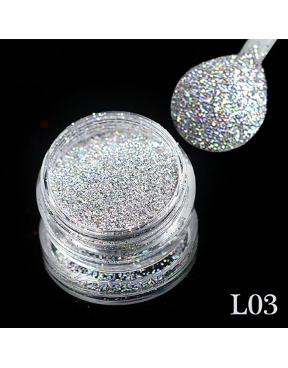 1g holograficzne brokatowe srebrne/czarne laserowe błyszczący brokat proszek pyłu DIY urocze Manicure paznokci dekoracje artysty