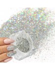 1Box holograficzny platynowy Nail Art Glitter Mix płatki świecący cekiny Manicure pył Laser srebrny złoto w proszku żel dekoracj