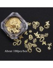 3D złoty metalik plasterek cekiny błyskotka mieszane kompozycja z kwiatów motyl Charms zdobienie paznokci dekoracje DIY Hollow M