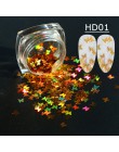 1 sztuk lustro motyl paznokci cekiny płatki gwiazda księżyc serce okrągły paznokci brokat pigment holograficzny dekoracja do man