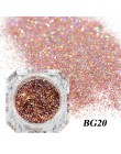 1Box holograficzny platynowy Nail Art Glitter Mix płatki świecący cekiny Manicure pył Laser srebrny złoto w proszku żel dekoracj