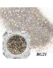 1Box holograficzny platynowy Nail Art Glitter Mix płatki świecący cekiny Manicure pył Laser srebrny złoto w proszku żel dekoracj