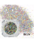 1Box holograficzny platynowy Nail Art Glitter Mix płatki świecący cekiny Manicure pył Laser srebrny złoto w proszku żel dekoracj