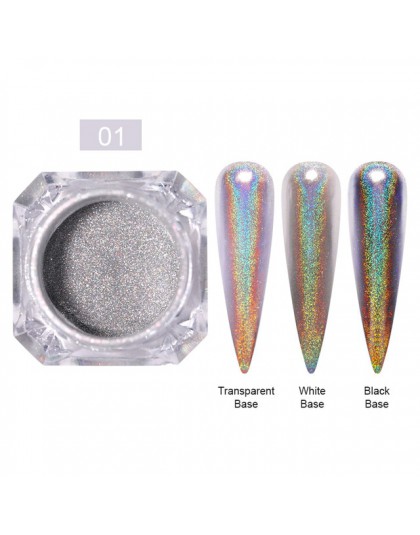 0.3g metaliczne paznokcie brokat lustro w proszku 12 kolorów srebrny Metal efekt srebrny paznokci pył żel UV Pigment Nail Art De