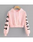 JAYCOSIN bluzy i swetry damskie litery z długim rękawem kobiet bluza z kapturem bluzki moda bluza w stylu casual moletom feminin