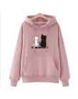 Sweter zimowy bluzy damskie Cat Kawaii Poleron Mujer 2020 kieszeń kangura bluza z kapturem szkoła w koreańskim stylu moda uliczn