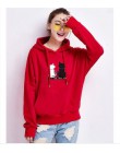 Sweter zimowy bluzy damskie Cat Kawaii Poleron Mujer 2020 kieszeń kangura bluza z kapturem szkoła w koreańskim stylu moda uliczn