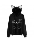 Sweter zimowy bluzy damskie Cat Kawaii Poleron Mujer 2020 kieszeń kangura bluza z kapturem szkoła w koreańskim stylu moda uliczn