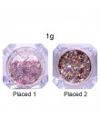 1 pudełko Nail Glitter płatki cekiny fioletowo-czerwony Rose złoty laser efekt proszki kurz dla DIY paznokci artystyczny design