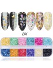 12 siatki mieszane paznokci brokat lustro cukier cekiny proszek do UV żel płatki Manicure porady Nail Art syreni pigment CH097