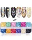 12 siatki mieszane paznokci brokat lustro cukier cekiny proszek do UV żel płatki Manicure porady Nail Art syreni pigment CH097