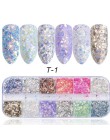 12 siatki mieszane paznokci brokat lustro cukier cekiny proszek do UV żel płatki Manicure porady Nail Art syreni pigment CH097