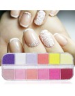 12 siatki mieszane paznokci brokat lustro cukier cekiny proszek do UV żel płatki Manicure porady Nail Art syreni pigment CH097