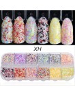 12 siatki mieszane paznokci brokat lustro cukier cekiny proszek do UV żel płatki Manicure porady Nail Art syreni pigment CH097