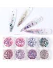 8 pudełko/zestaw świecący syrenka w proszku paznokci błyszczące cekiny Manicure 3D sześciokątne płatki Paillettes Holo paznokci 