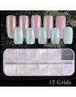 12 siatki mieszane paznokci brokat lustro cukier cekiny proszek do UV żel płatki Manicure porady Nail Art syreni pigment CH097