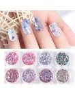 8 pudełko/zestaw świecący syrenka w proszku paznokci błyszczące cekiny Manicure 3D sześciokątne płatki Paillettes Holo paznokci 