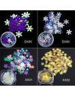 1 Box holograficzne Xmas płatki śniegu paznokci cekiny płatki 3D Nail Art brokat Laser AB srebrny Paillette Manicure dekoracje S