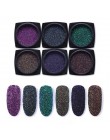 6 pudełek proszek do paznokci brokat laserowy chromowany Pigment pył do paznokci dekoracje artystyczne DIY Design Holo Nail Glit