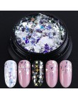 1Box paznokci paznokcie artystyczne Glitter płatki cekiny gwiazda księżyc Laser lśniący niebieski błyskotka Spangles dekoracji h