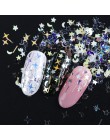 1Box paznokci paznokcie artystyczne Glitter płatki cekiny gwiazda księżyc Laser lśniący niebieski błyskotka Spangles dekoracji h