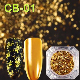 1 sztuk holograficzny brokat lustro chromowane płatki cekiny proszek do paznokci aluminiowe złoto srebro Paillette Nail Art foli