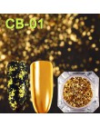 1 sztuk holograficzny brokat lustro chromowane płatki cekiny proszek do paznokci aluminiowe złoto srebro Paillette Nail Art foli