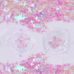 1 box Nail Art Glitter płatki czterogwiazdkowy 3D cekiny różowy projekt pył DIY świąteczne dekoracje proszek Manicure porady dla