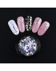 1Box paznokci paznokcie artystyczne Glitter płatki cekiny gwiazda księżyc Laser lśniący niebieski błyskotka Spangles dekoracji h