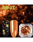 1 sztuk holograficzny brokat lustro chromowane płatki cekiny proszek do paznokci aluminiowe złoto srebro Paillette Nail Art foli