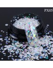 Glitter płatki 3D koło okrągłe sześciokąty Nail Art cekiny świecący błyskotka ozdoby akrylowe polski Manicure TRPX01-12