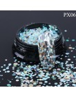 Glitter płatki 3D koło okrągłe sześciokąty Nail Art cekiny świecący błyskotka ozdoby akrylowe polski Manicure TRPX01-12