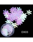 1 Box holograficzne Xmas płatki śniegu paznokci cekiny płatki 3D Nail Art brokat Laser AB srebrny Paillette Manicure dekoracje S