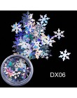 1 Box holograficzne Xmas płatki śniegu paznokci cekiny płatki 3D Nail Art brokat Laser AB srebrny Paillette Manicure dekoracje S