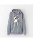 Zimowe nowe bluzy damskie Harajuku jaskrawym nadrukiem jednorożec dorywczo luźna bluza damska płaszcz bluza z kapturem ciepła pl