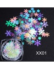 1 Box holograficzne Xmas płatki śniegu paznokci cekiny płatki 3D Nail Art brokat Laser AB srebrny Paillette Manicure dekoracje S