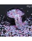 Glitter płatki 3D koło okrągłe sześciokąty Nail Art cekiny świecący błyskotka ozdoby akrylowe polski Manicure TRPX01-12