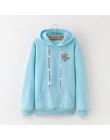Zimowe nowe bluzy damskie Harajuku jaskrawym nadrukiem jednorożec dorywczo luźna bluza damska płaszcz bluza z kapturem ciepła pl