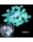 1 Box holograficzne Xmas płatki śniegu paznokci cekiny płatki 3D Nail Art brokat Laser AB srebrny Paillette Manicure dekoracje S