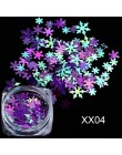 1 Box holograficzne Xmas płatki śniegu paznokci cekiny płatki 3D Nail Art brokat Laser AB srebrny Paillette Manicure dekoracje S