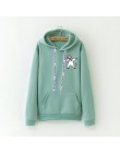 Zimowe nowe bluzy damskie Harajuku jaskrawym nadrukiem jednorożec dorywczo luźna bluza damska płaszcz bluza z kapturem ciepła pl