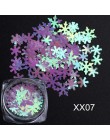 1 Box holograficzne Xmas płatki śniegu paznokci cekiny płatki 3D Nail Art brokat Laser AB srebrny Paillette Manicure dekoracje S